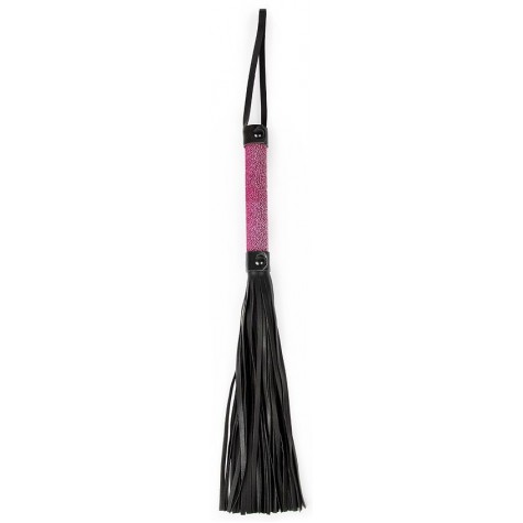 Черная плеть-флогер с розовой ручкой - 40 см.